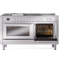 Cuisinière à double combustible de 60 po ILVE Professional Plus II, 7 brûleurs scellés, plaque chauffante, plateau français (porte vitrée)-98168250-98168240