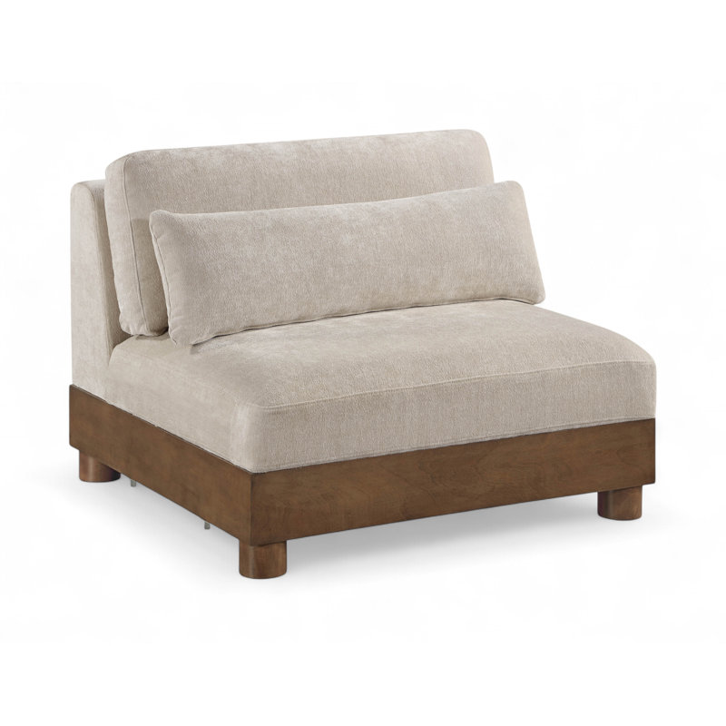 Fauteuil modulaire rembourré en tissu Turin Chenille, Tissu chenille taupe, Brun