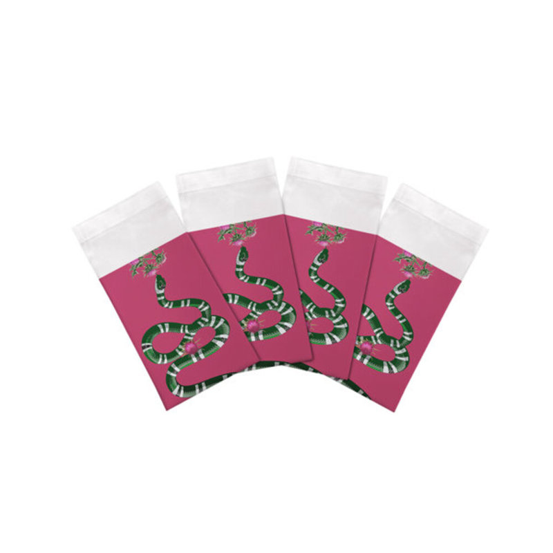 Thistle And Snake Cotton Sateen Dinner Napkins, Pink