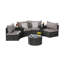 Ensemble de canapé modulaire d'extérieur demi-lune 7 pièces avec table basse ronde en verre trempé-2009524873