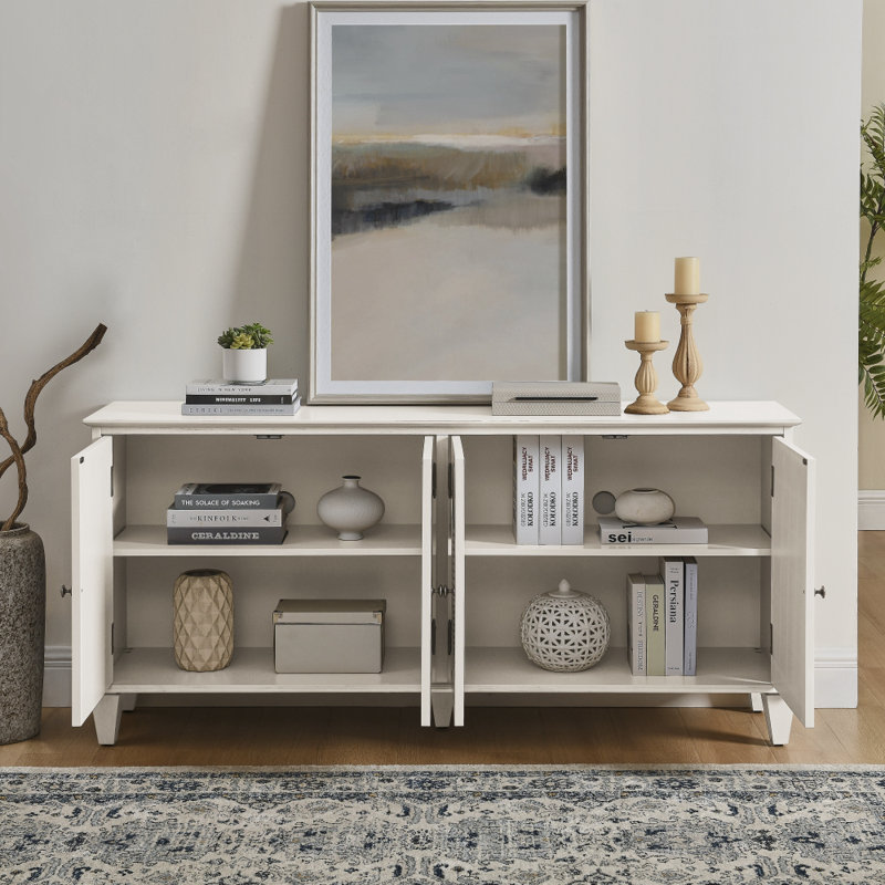 Buffet 65,5 po Mid Century Modern Buffet, Blanc
