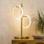 Lampe de table DEL industrielle 21 po Saturn en or avec 2 cerceaux lumineux amovibles et un gradateur tactile à 3 voies