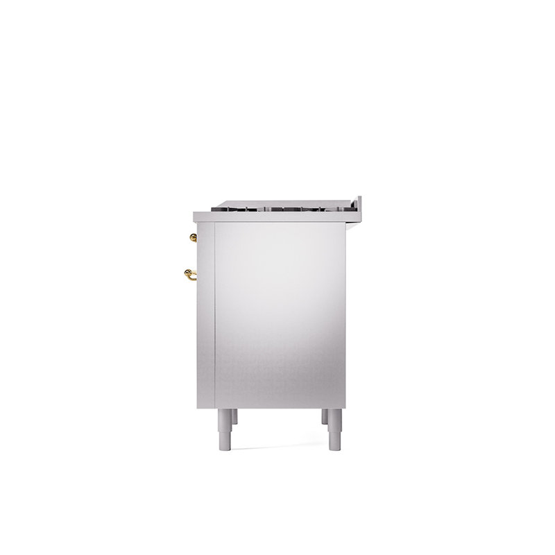 ILVE Nostalgie II 36 Dual Fuel Range, knobs, Stainless Steel/Brass, Natural Gas