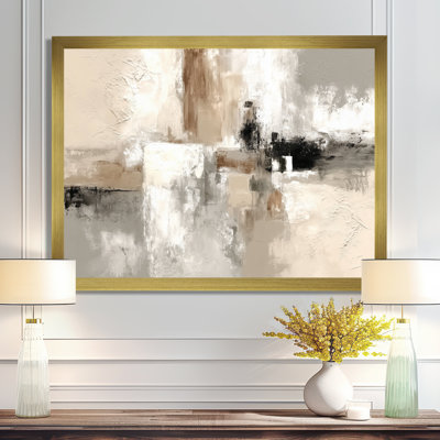 «Brown and Black Brushstroke», peinture abstraite sur toile encadrée, art mural abstrait brun
