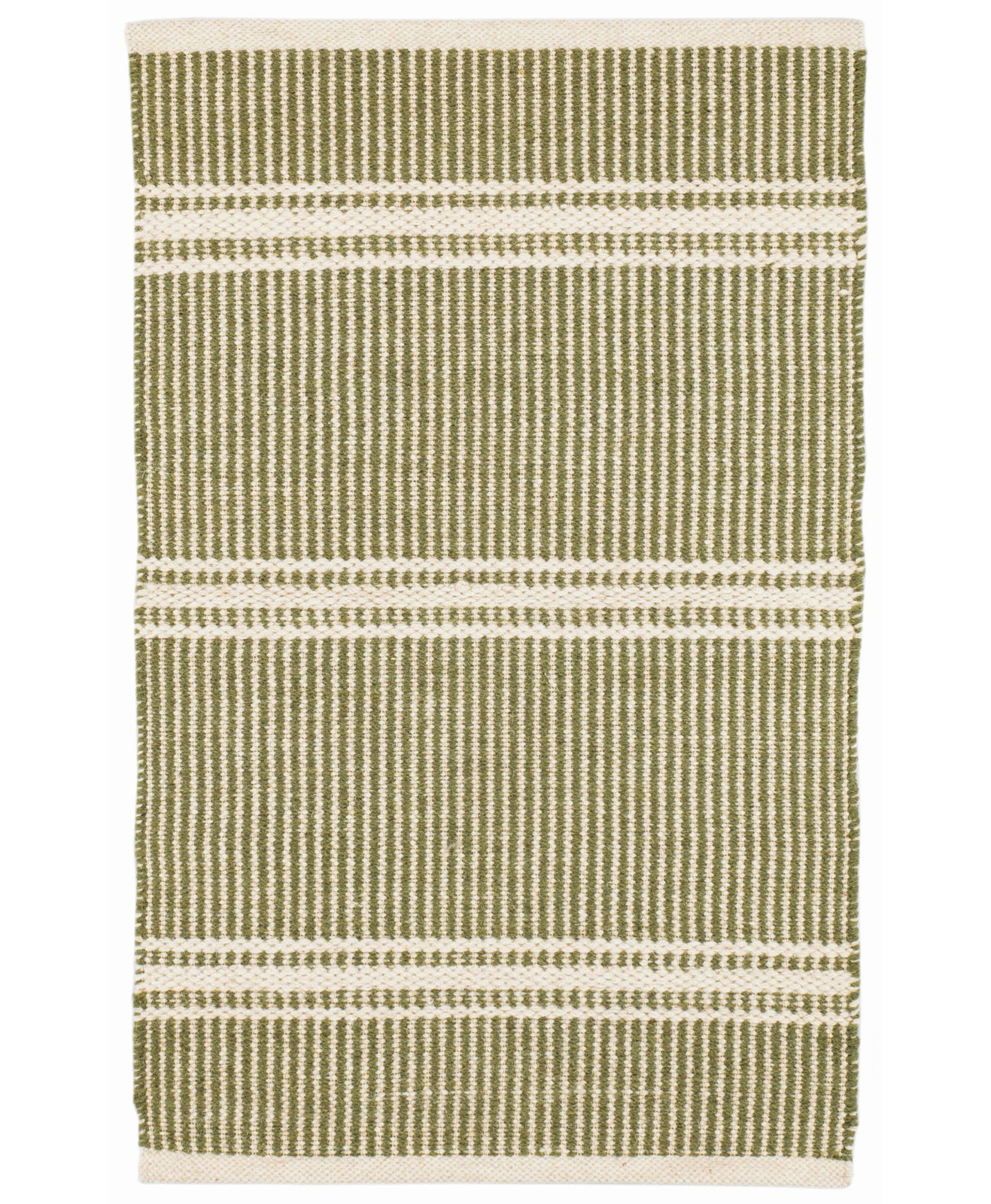 Malta Hand-Woven Striped Wool Rug, Rectangle 6' x 9', Sage