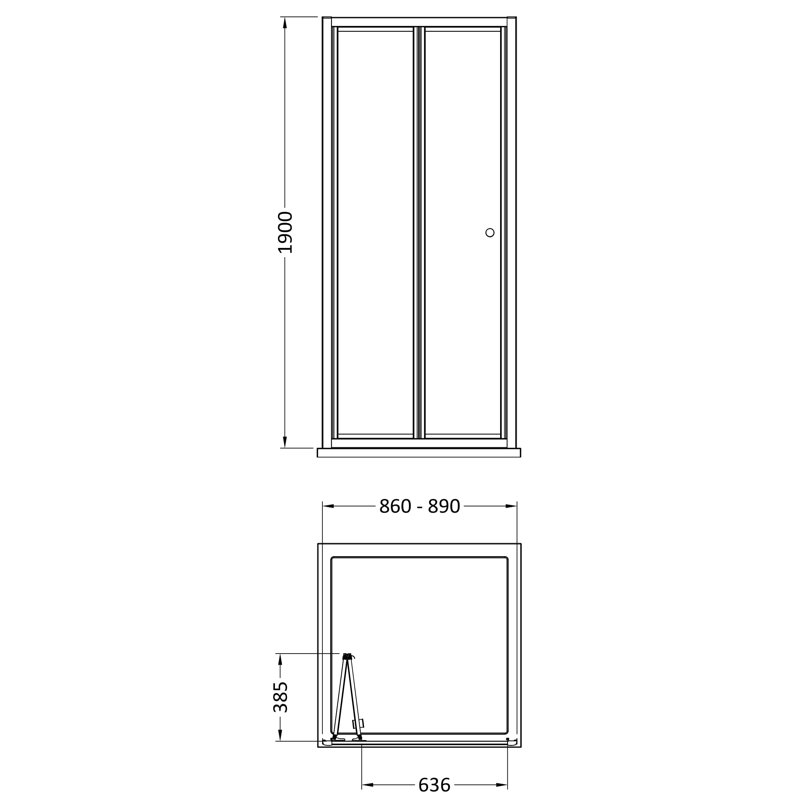 Rene 1900 x 900mm Bi-Fold Shower Door, Matt Black