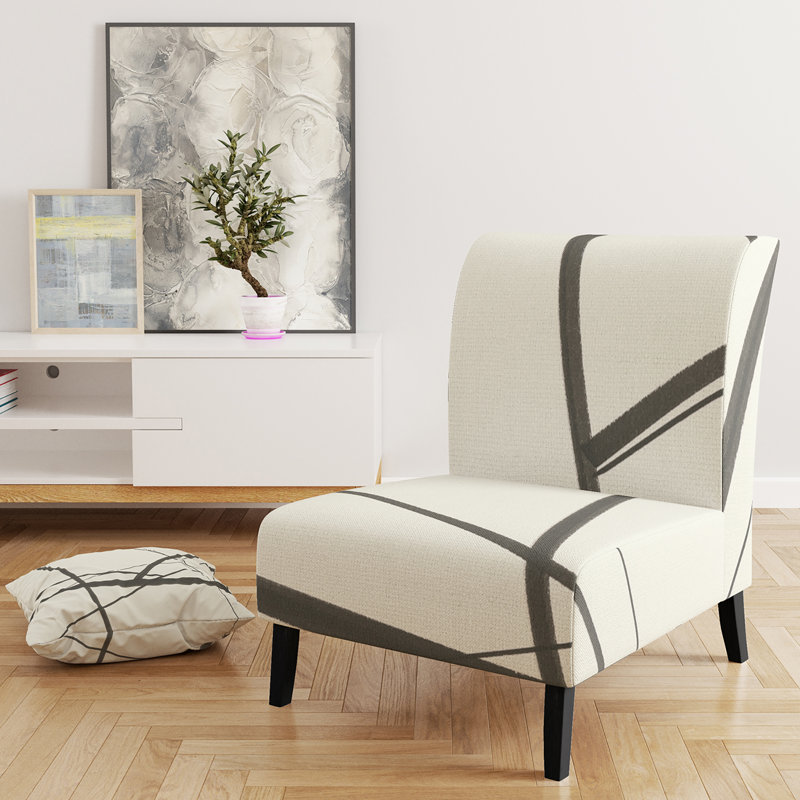 Minimalist Black and White IV - Transitional Upholstered Slipper Chair