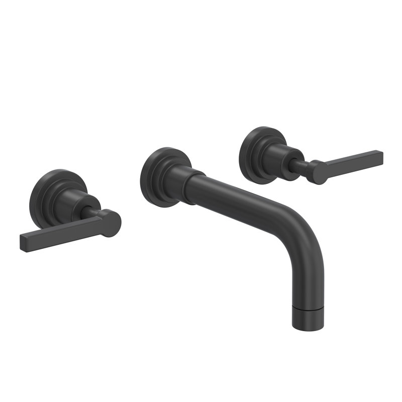 Lombardia® Wall Mount Bathroom Faucet, Matte Black, Lever Handle