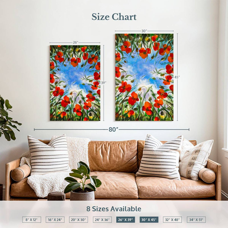 Harnek Springtime Red Poppies, 39" H x 26" W