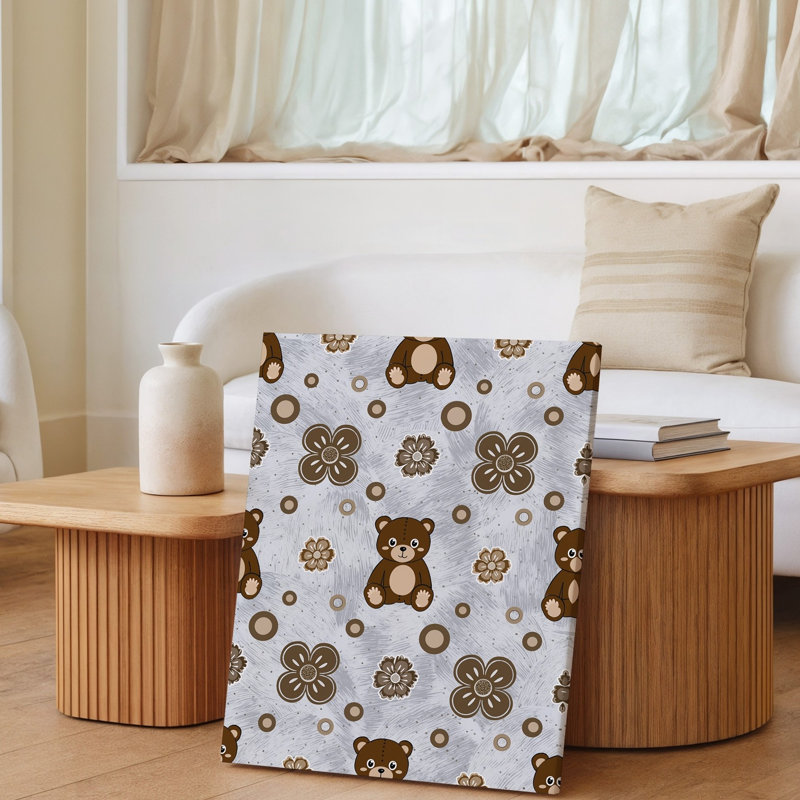 Toile Un motif fantaisiste met en valeur des ours en peluche de style dessin animé exsudant un charme d'art mural avec leurs corps arrondis et un art mural sur toile expressif