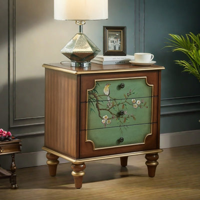 Hand-Painted Rustic 3-Drawer Accent Chest