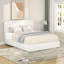 Lit plateforme à boucles Liv Luxury Ivory avec tiroirs de rangement et tête de lit tapissier