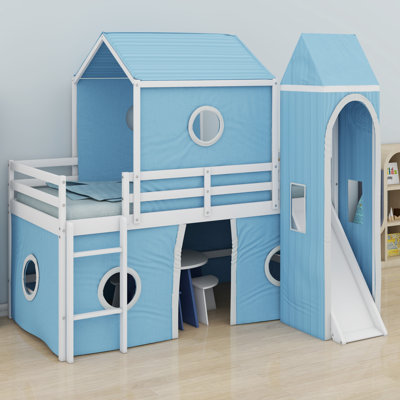 Messerly Kids Bunk Bed with Slide Tent and Tower by Harper Orchard