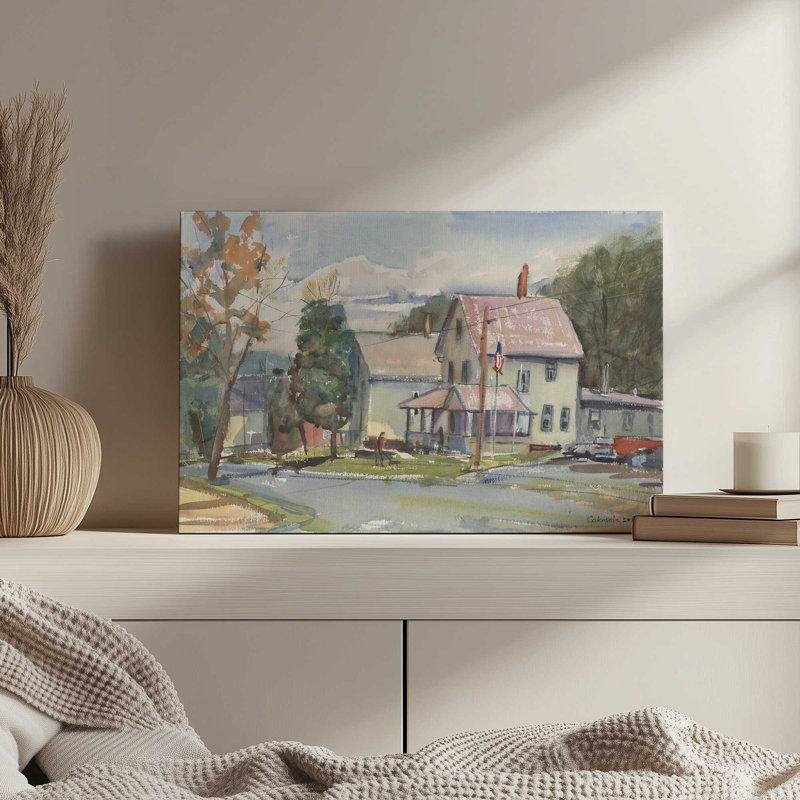 «New England Village» par Stephen Calcasola, reproduction d'art sur toile, H 12 po x l 16 po