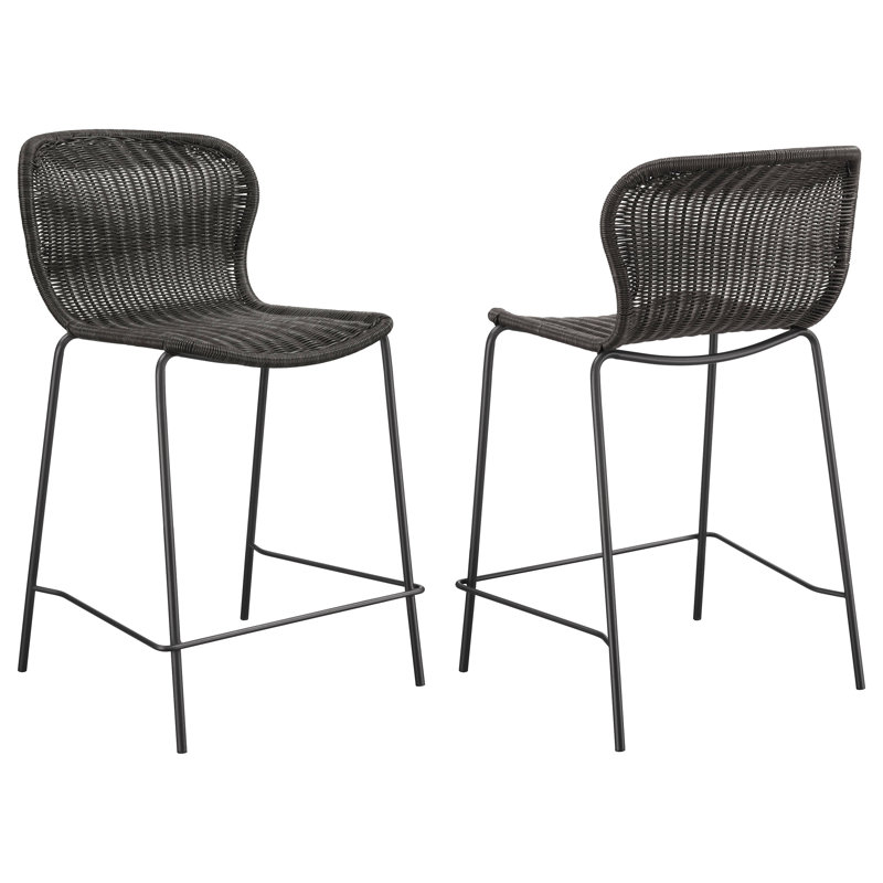 Chaise de comptoir brune en faux rotin (ensemble de 2), Tabouret de comptoir (siège d'une hauteur de 25 p