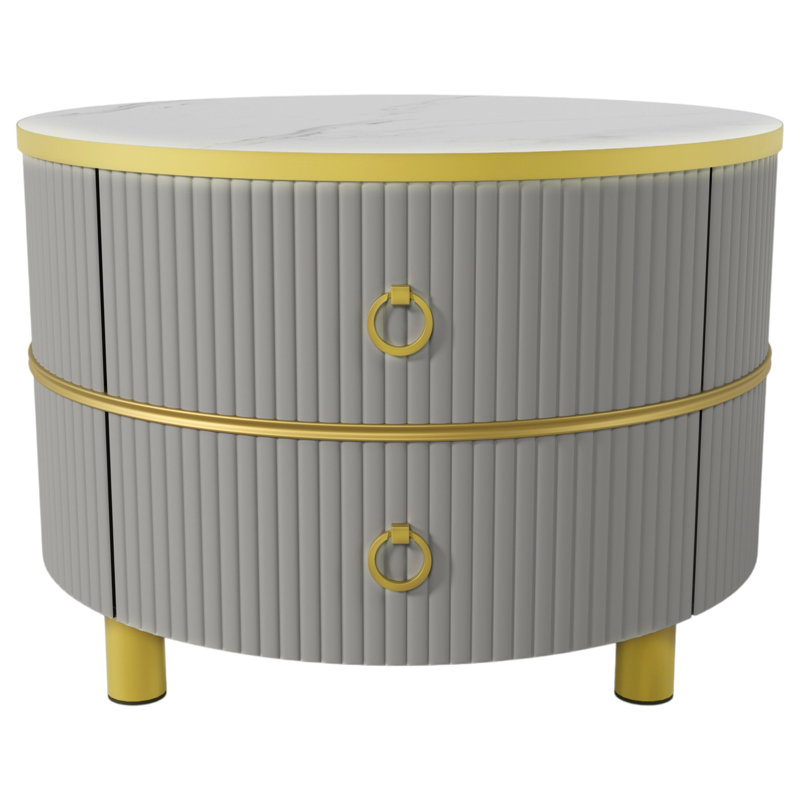 Aveanna Coffee Table with Storage, Grey, Brown/White Marble