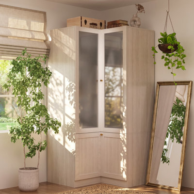 L-Shaped 4-Door Corner Armoire