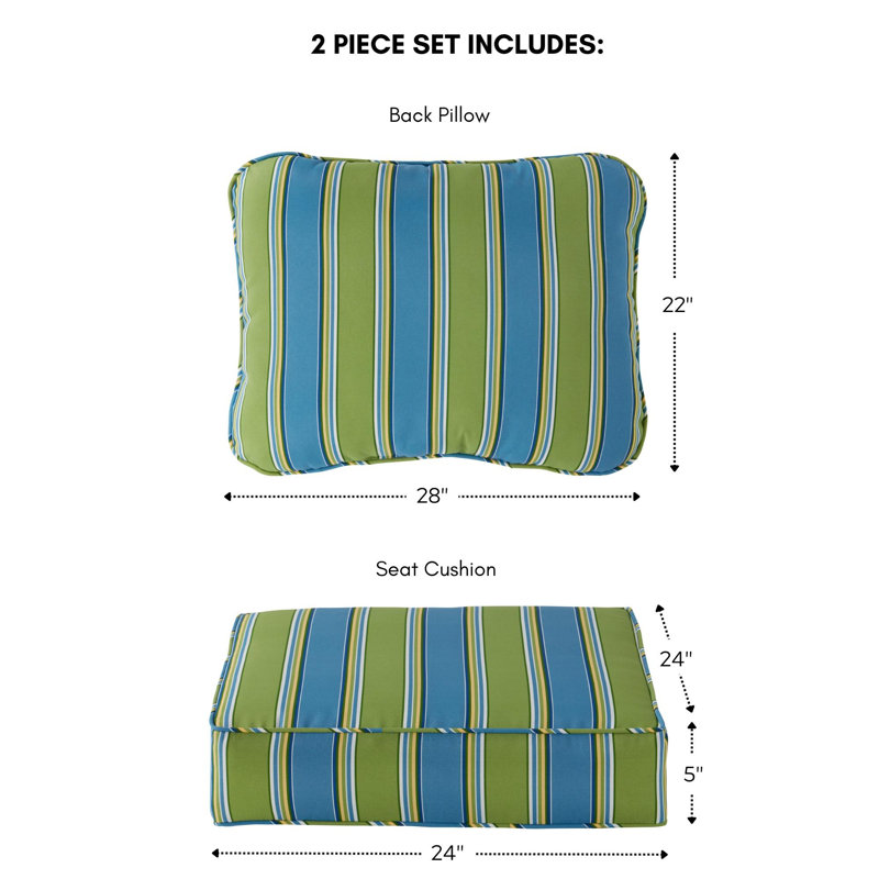 Outdoor 2-Piece Deep Seat Cushion Set, Cayman Stripe