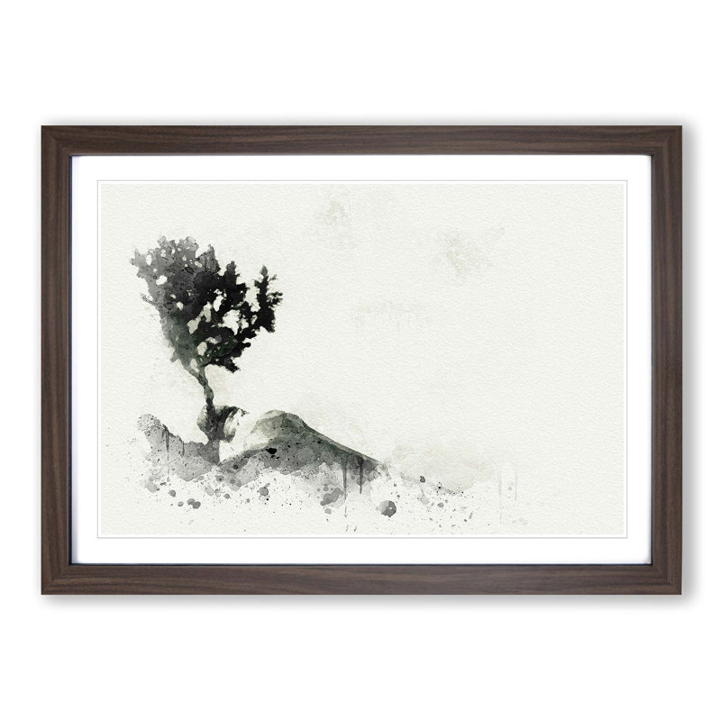 Growing Bonsai Tree in Abstract - Picture Frame Graphic Art Print on MDF, Walnut Framed, 48cm H x 65cm W x 2cm D