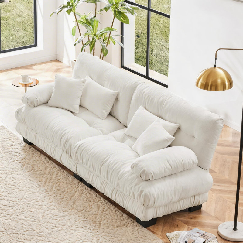 Canapé Cloud Couch 2 places - Revêtement en chenille douce, confort luxueux pour le salon, Blanc
