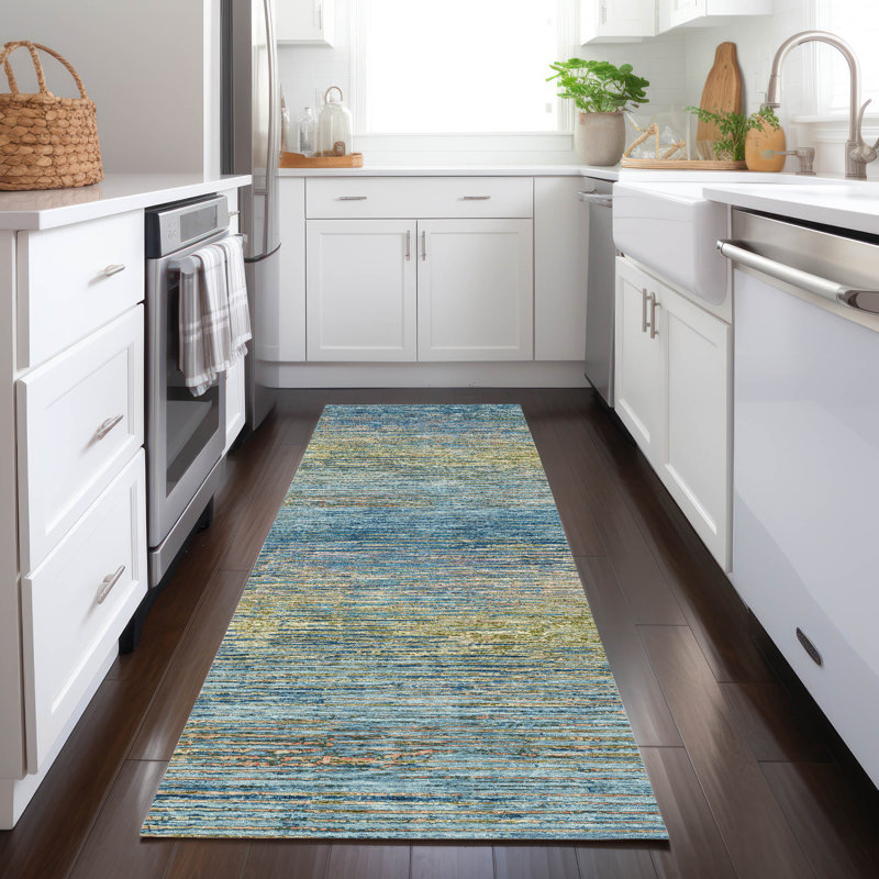 Machine Washable Indoor/Outdoor Christain ACN1267 Denim Rug, Runner 2'3" x 7'6"