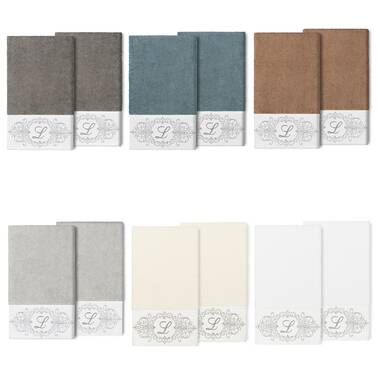 Walsenburg Turkish Cotton Hand Towel (Set of 2) Lark Manor Color: Teal, Letter: S