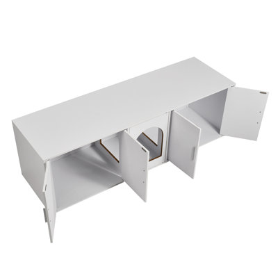 Enceinte de litière pour chat 1 pièce 57,9 po x 18,3 po x 17,9 po en aluminium blanc