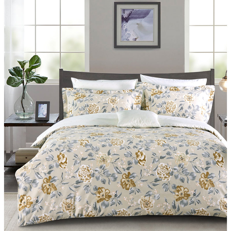 Ensemble de housse de couette 4 pièces taupe / bleu Leigh Woods, Housse de couette très grand et 2 très grandes t