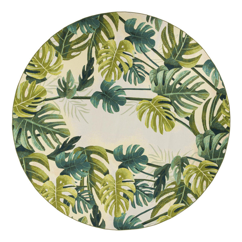Tapis intérieur / extérieur floral Cindina, Rond 12 pi