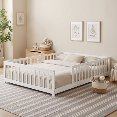 Giezi Kids Full Floor Platform Bed with Fence