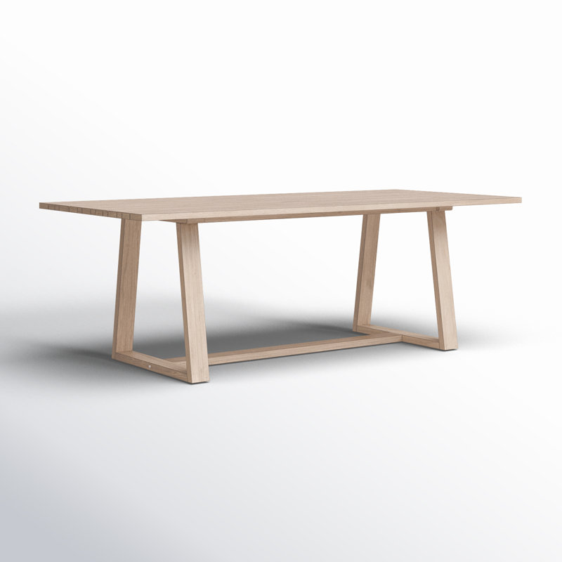 Minimalist Nude Teak Rectangular Outdoor Dinner Table