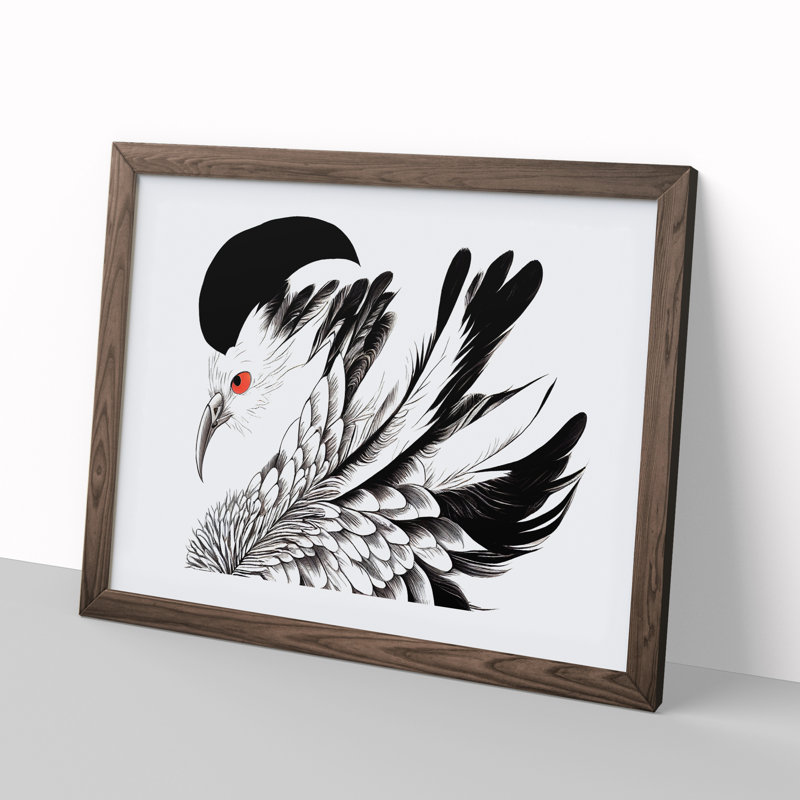 Ravishing Bird - Single Picture Frame Painting, 25cm H x 34cm W x 2cm D, Walnut Framed