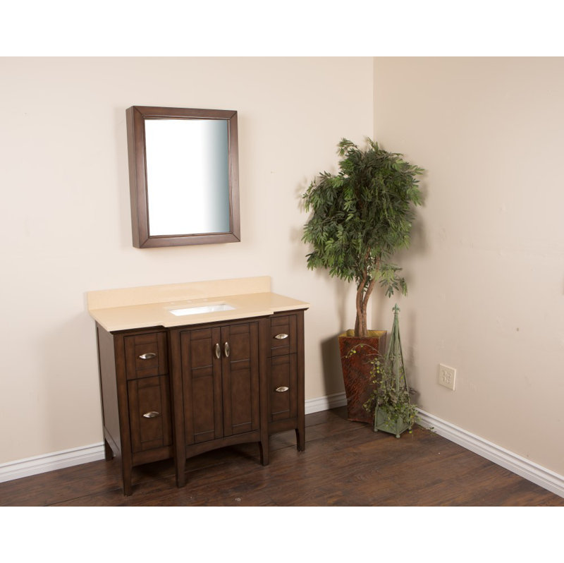 Ensemble de meuble-lavabo de salle de bain simple 45 po, Crème