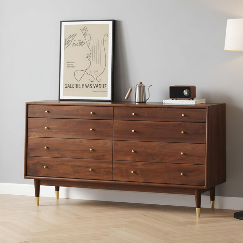 Buffet simple en bois massif avec rangement à plusieurs tiroirs, H 31,49 po x l 62,99 po x P 15,74 po