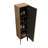 Freestanding Striped Bathroom Cabinet with Storage and Metal Legs
