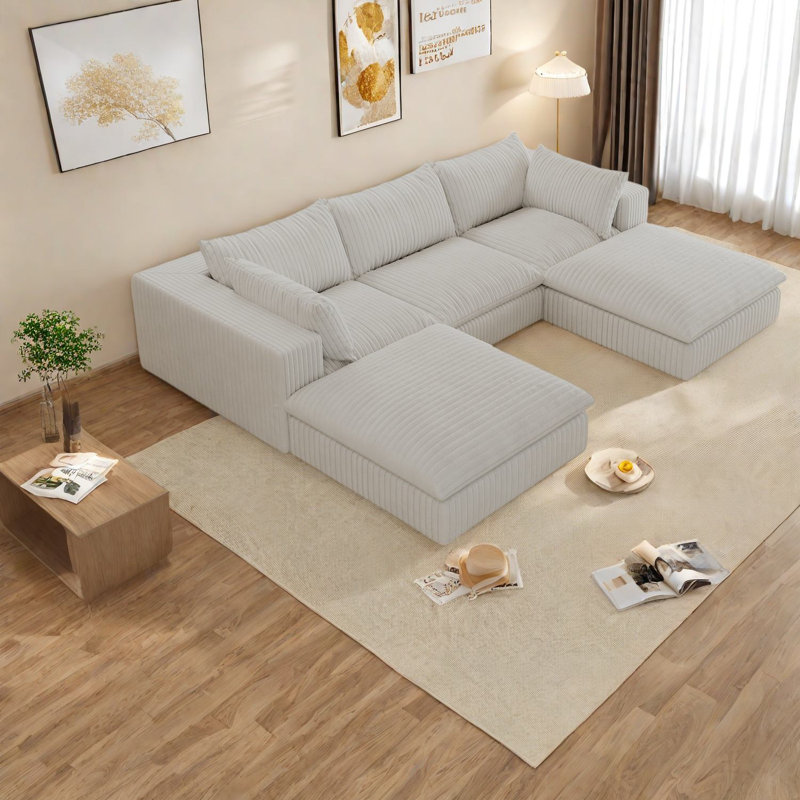 Canapés Cloud, tissu velours côtelé, conception modulaire pour les espaces de vie