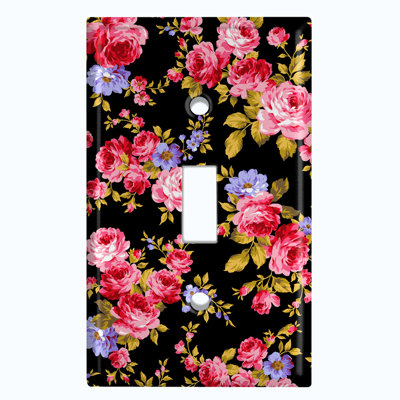 Flowers Patterned 1 - Gang Toggle Light Switch Standard Wall Plate