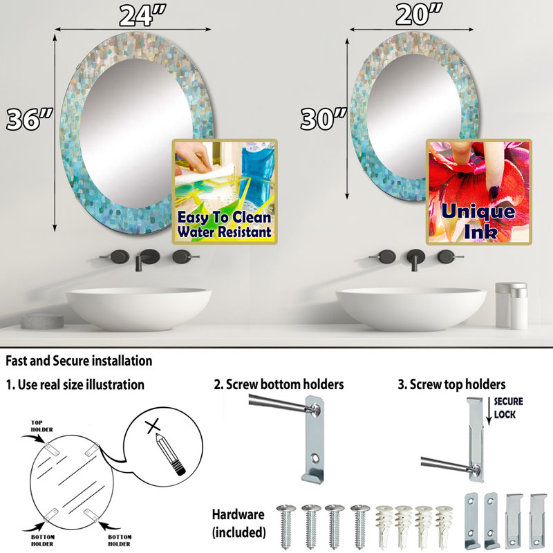 Blocked Abstract - Traditional Bathroom / Vanity Accent Mirror, 20" W x 30" H