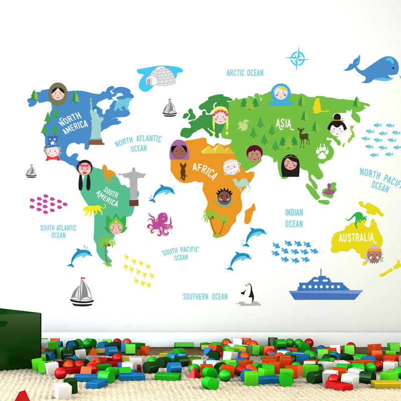 Geography Non-Wall Damaging Wall Decal