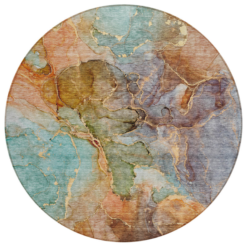 Tapis rond bleu 8 po