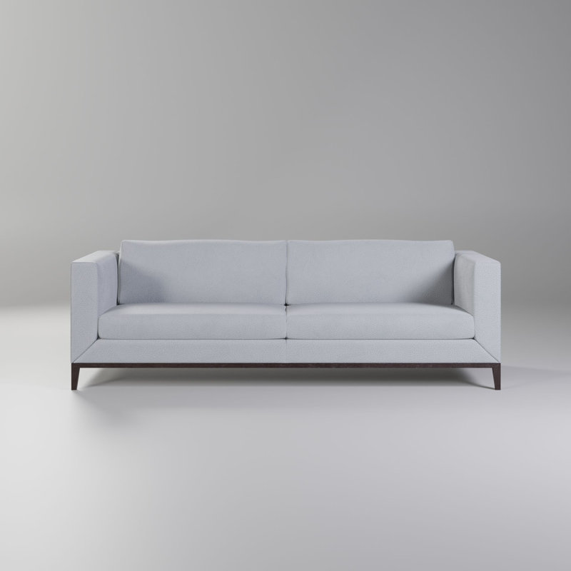 La Roux Leather Sofa, Smoke Genuine Leather, Black