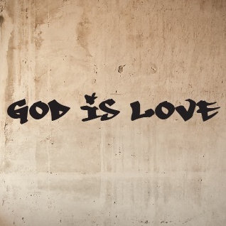 Décalcomanie murale dieu is love graffitti, H 7 po x l 47 po x P 0,01 po, Noir