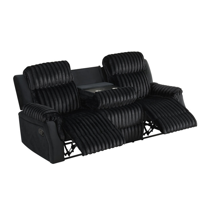 Winnie 3 Piece Black Recliner Set , Black