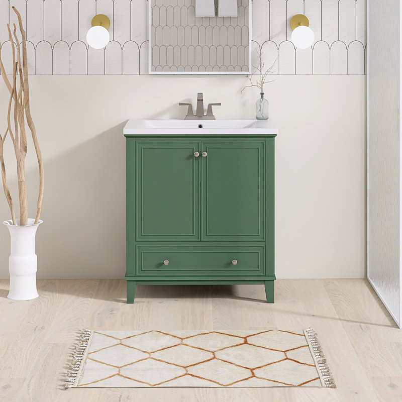 Ensemble de meuble-lavabo autoportant 30 po avec comptoir en céramique 30 po, Vert, Or