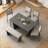 6-Piece Retro Dining Set, 1 Rectangular Table with 4 Upholstered Chairs and 1 Bench-1639635395