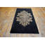 1920s Hand Knotted Pile Antique Rectangle Wool Black Floral Medallion Rug