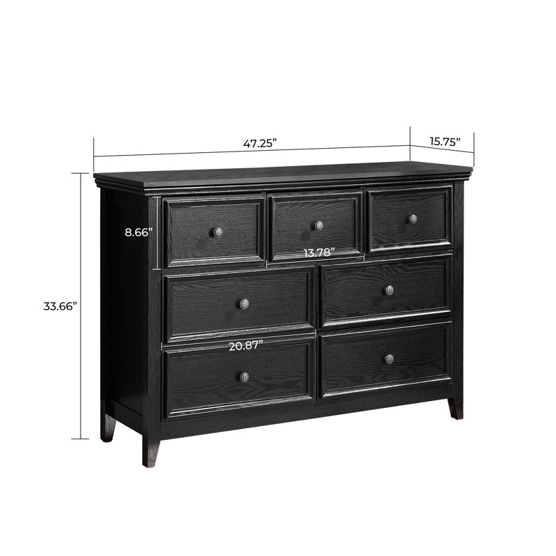 Armoire de rangement 47 po avec 7 tiroirs 47 po, Noir