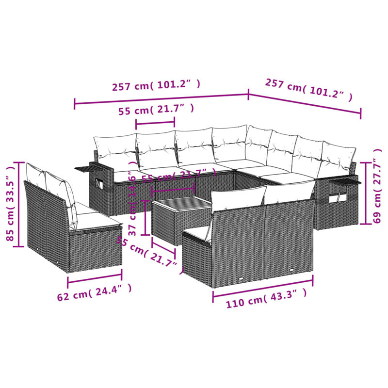 Ensemble de canapé de jardin Vidaxl