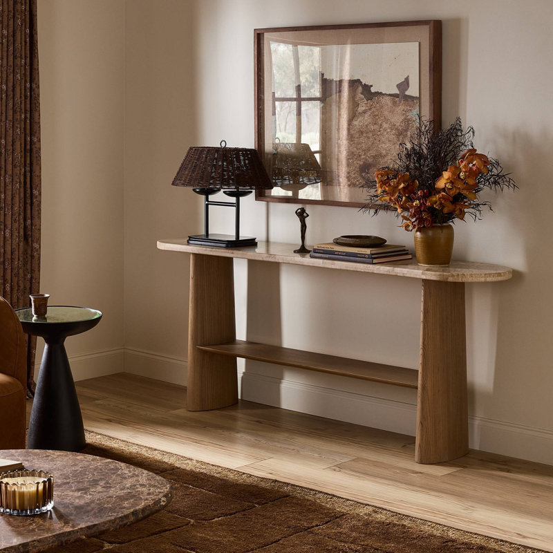 Abalone Terry Console Table-Sand Marble