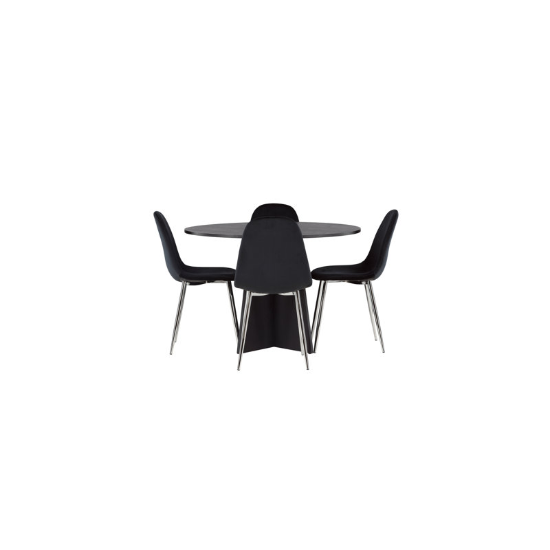 Alaniz 4 - Person Dining Set, Black, Black